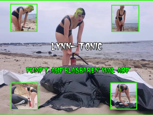 Lynn-Tonic pumpt aufblasbaren Wal auf