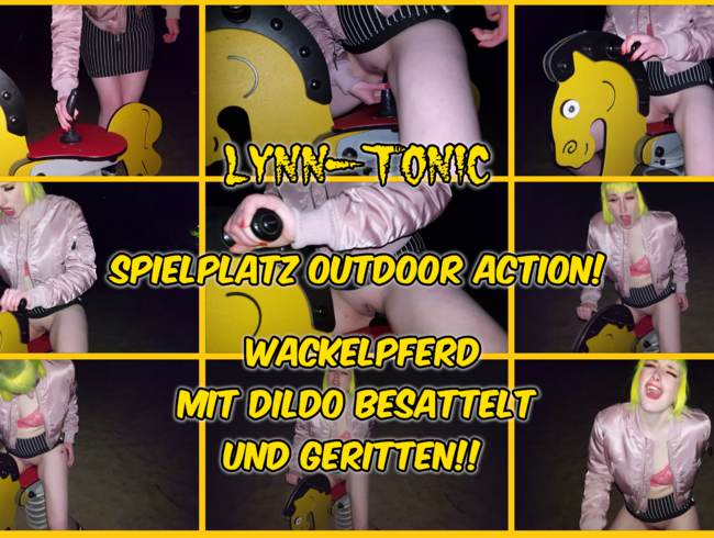 Spielplatz Outdoor Action! Wackelpferd mit Dildo besattelt und geritten!!