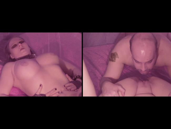 Gothich Fotze zum Orgasmus geleckt (Bild in Bild,  mit 2 Cams,aus 2 verschiedenen Perspektiven)