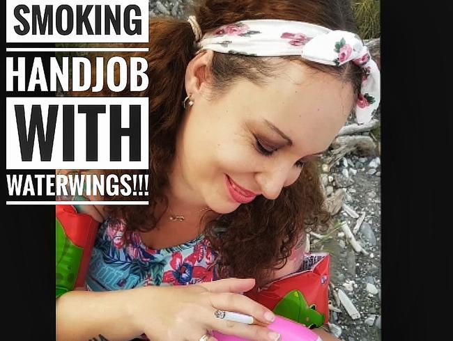Fetisch Video; Smoking Handjob with Waterwings!!!