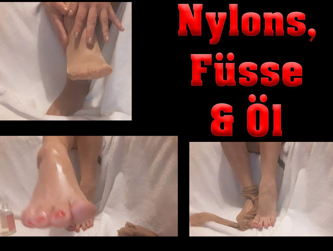 Sexy Nylon Füße mit geiler Öl Show