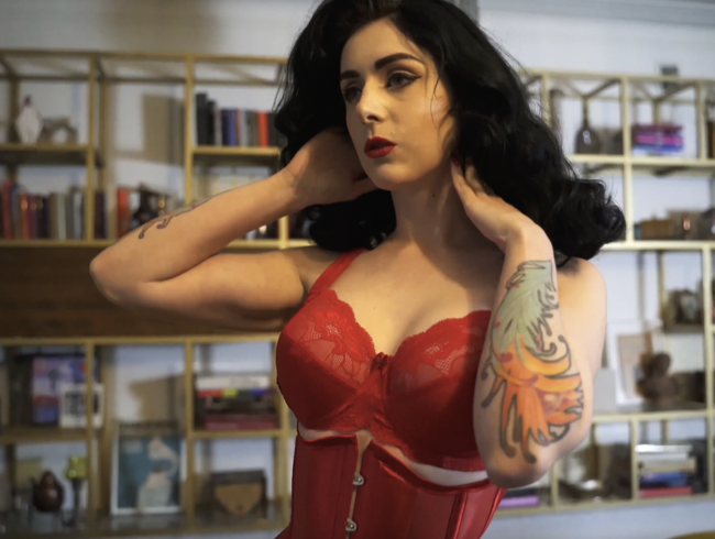 Red bra and red corset